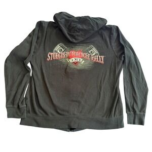 Sturgis Motorcycle Rally 2019 Women Black Full Zip Hoodie XL Kavio 0362000